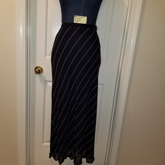✅#900 NWT Ralph Lauren Navy Blue White Stripe Skirt - Picture 1 of 16
